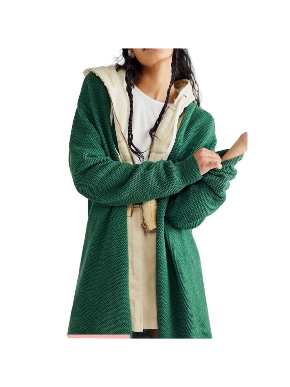 FP Beach Haliee cardigan XS convertible textured cotton open drape Beachy Casual
